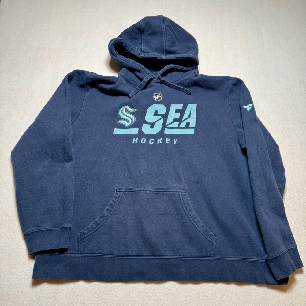 Fanatics NHL Seattle Kraken Authentic Pro Navy Blue Hockey Hoodie Mens 2XL